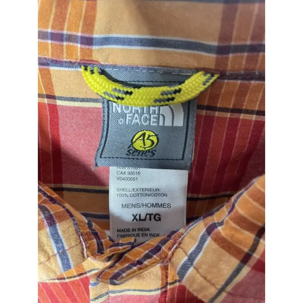 The North Face Red Yellow Plaid Mens Button Down Shirt A5 Series Size XL Hiking